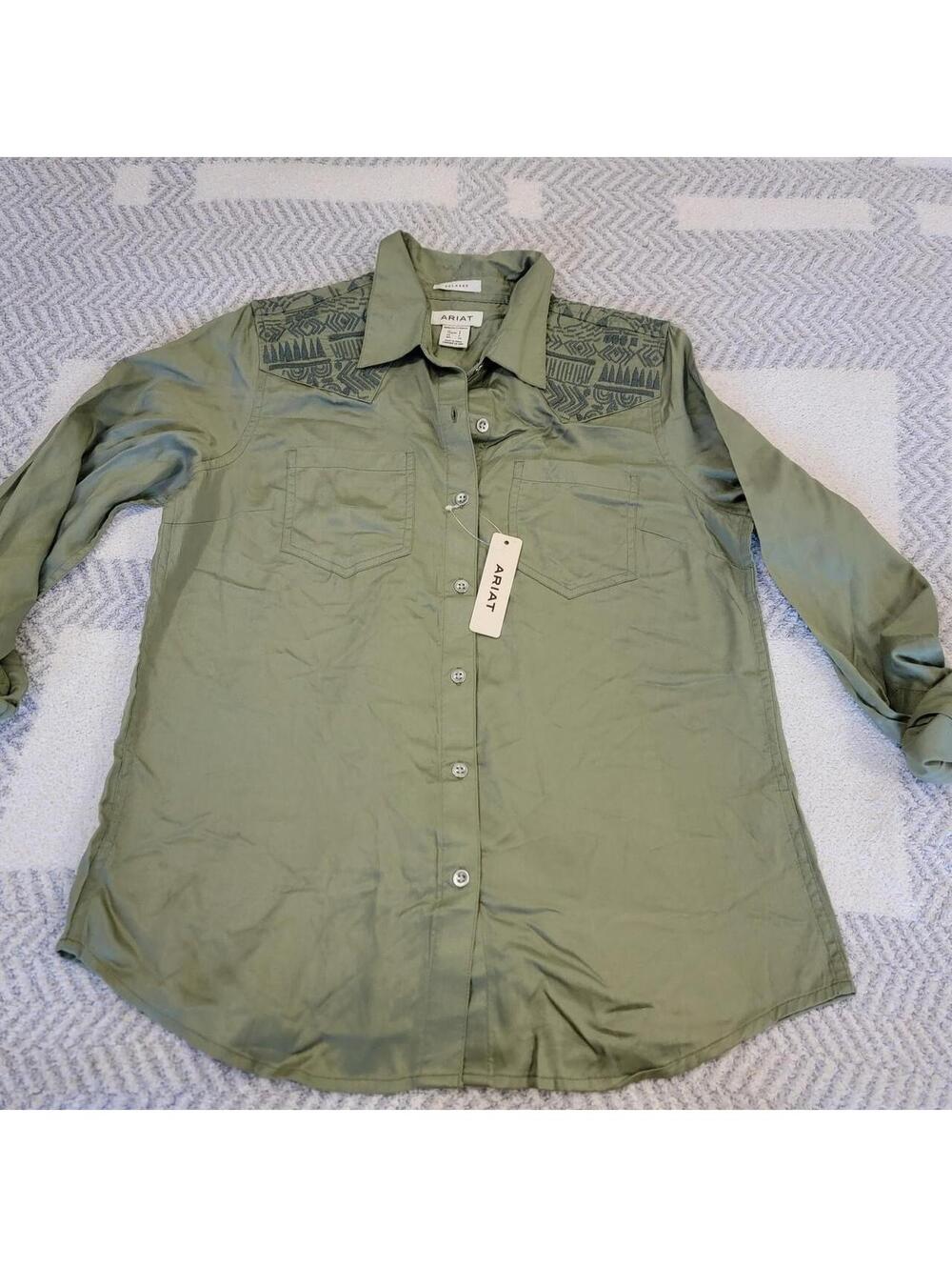 Ariat Women's Green and Khaki Shirt
